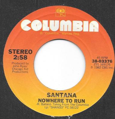 7palcová deska SANTANA - Nowhere To Run / Nueva York 3803376 Columbia 1982 US Rock Použitá