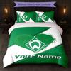 Set Biancheria da Letto Personalizzato Werder Bremen FC con Nome Testo 1 Copripiumino+2 Federe Logo Calcio Regalo Personalizzato per Occasioni Speciali Decorazione Camera da Letto