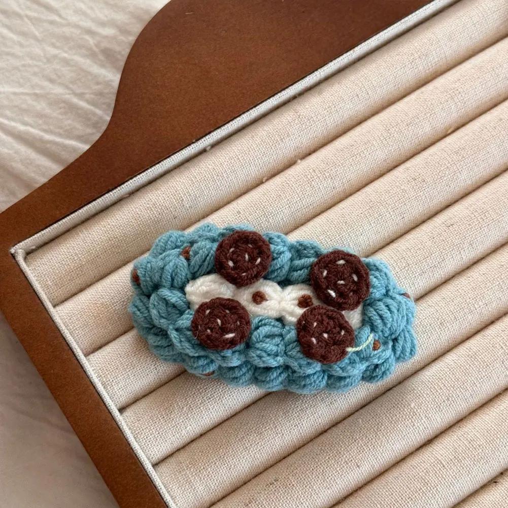 Sweet Cute Women Universal Wool Crochet Cartoon Fruit Hair Clip Winter Bangs Side Broken Hair Clip Festival Gifts Hair Accessory