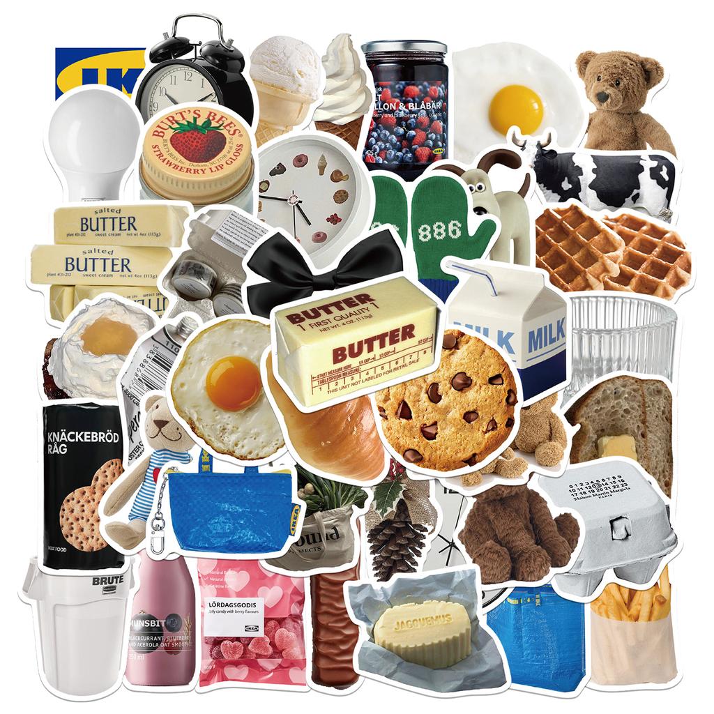 50 Cartoon Ins Style Milk Cookies Doodle Stickers Decorative Suitcase Water Cup Guitar Waterproof DIY