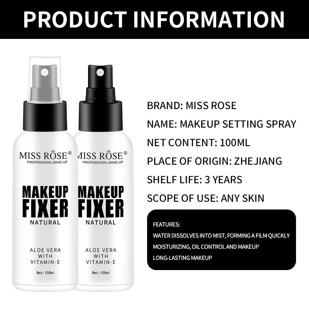 MISS ROSE 100ml/pc Exquisite Girl Makeup Setting Spray Natural Vitamin Moisturizing & Nourishing Makeup Fixer Long-lasting Makeup Setting
