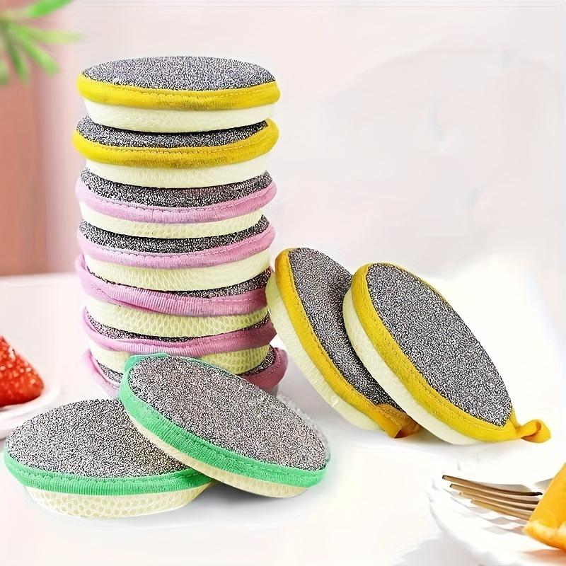 12pcs Kitchen Scrubbing Sponges - Double-Sided Non-Scratch Scrubbing Pads for All-Purpose Cleaning, Reusable and Washable Dishwashing Brushes