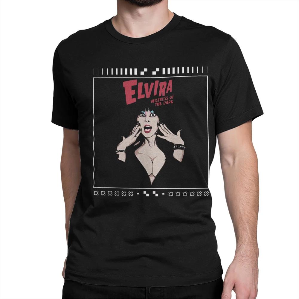 Vintage Gewaschen Elvira Herrin der Finsternis Retro Gothic Bedrucktes Baumwoll-T-Shirt Herren Damen Tee Sommer Lässige Mode Kleidung Oberteile Streetwear