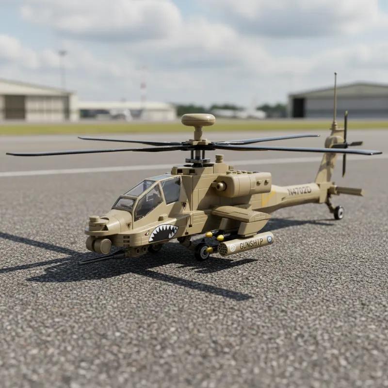 259 pièces USA AH64 Apache Hélicoptère Briques de Construction Militaire Tech Armée Hélicoptère d'Attaque Modèle Briques Forces Spéciales Cadeau Ornement de Maison