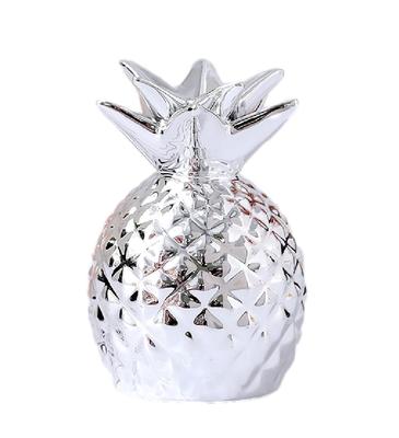 Queen-b Pineapple Piggy Bank, Cute Nordic Ceramic Decor, Fruit Ornament, Desk Ornament, Fruit Gift (Silver)