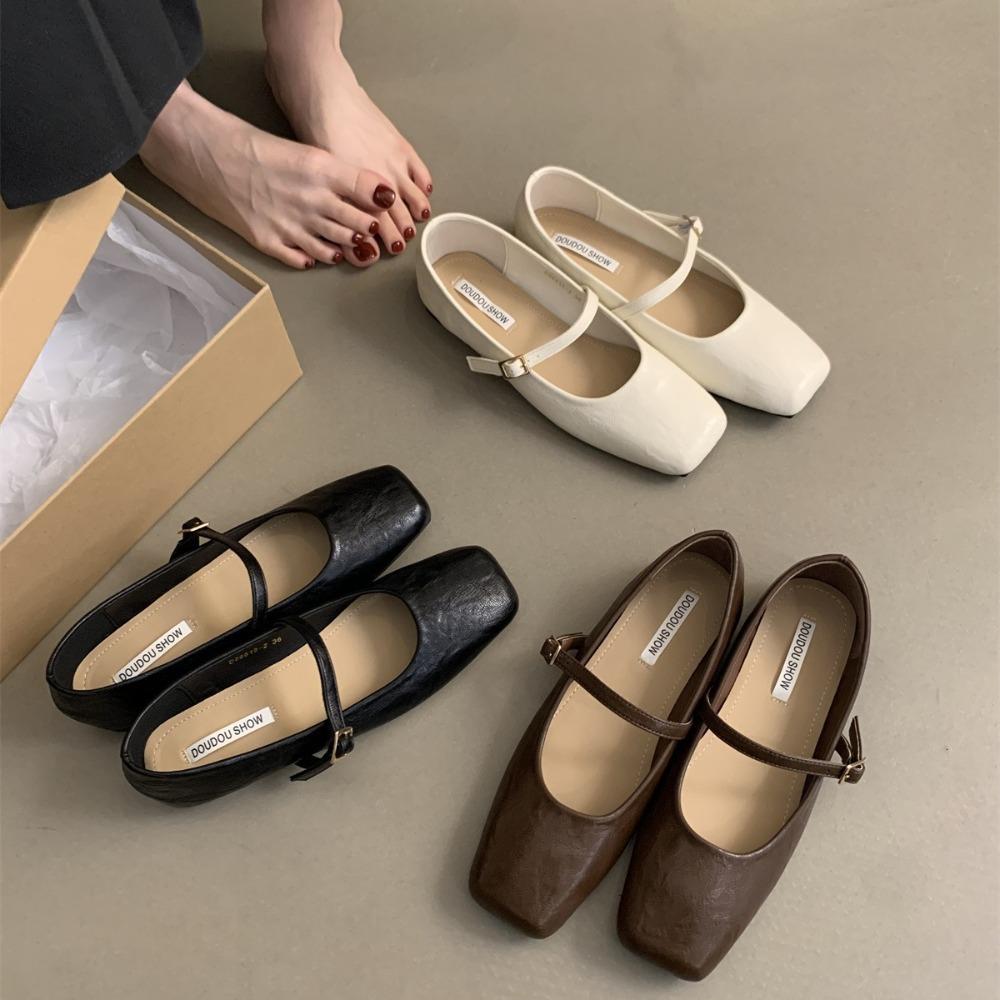 2026 Spring New Women Mary Jane Shoes Fashion Square Toe Shallow Slip on Ladies Flat Shoes Soft Sole Outdoor Dress Ballerina