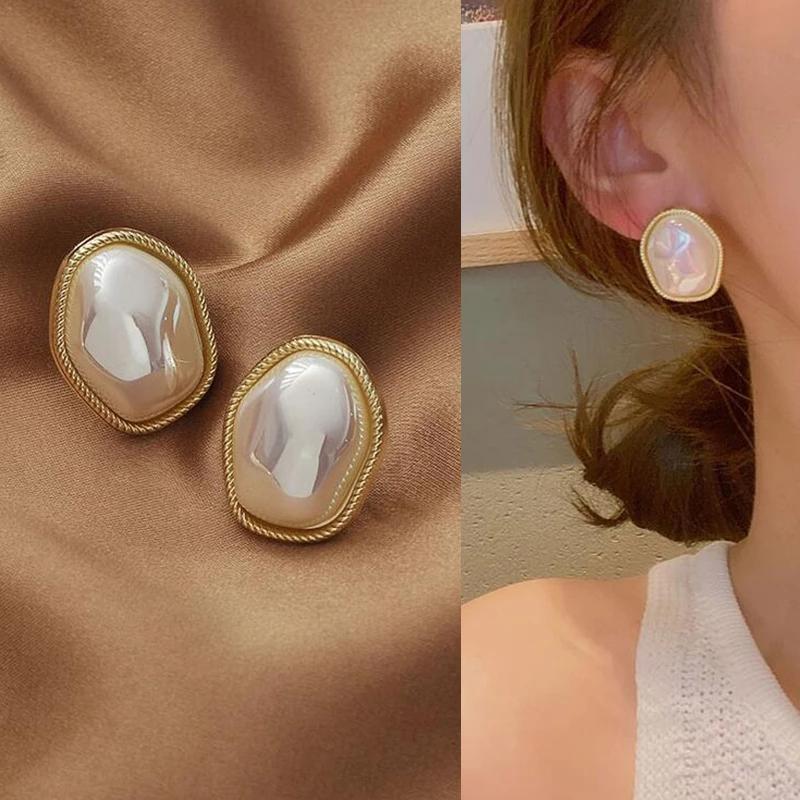 YAZILIND Orecchini A Cerchio Grandi Con Perle Finte Nere – Gioielli Moda Donna In Acrilico, 6 Cm