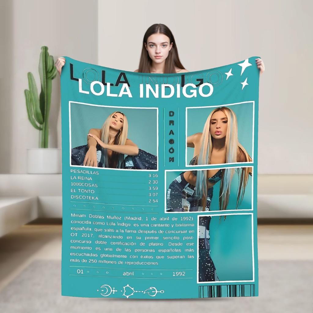 L-Lolas I-Indigos Spanish Singer Blanket  Soft Warm Funny Plush Throw Blanket For Couch Chair Travel Flannel Bedspread Bed Cover
