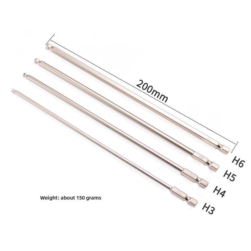 Magnetischer Sechskantschraubendrehersatz aus S2-Stahl mit Kugelkopf und Sechskantgriff für pneumatische/elektrische Schraubendreher.