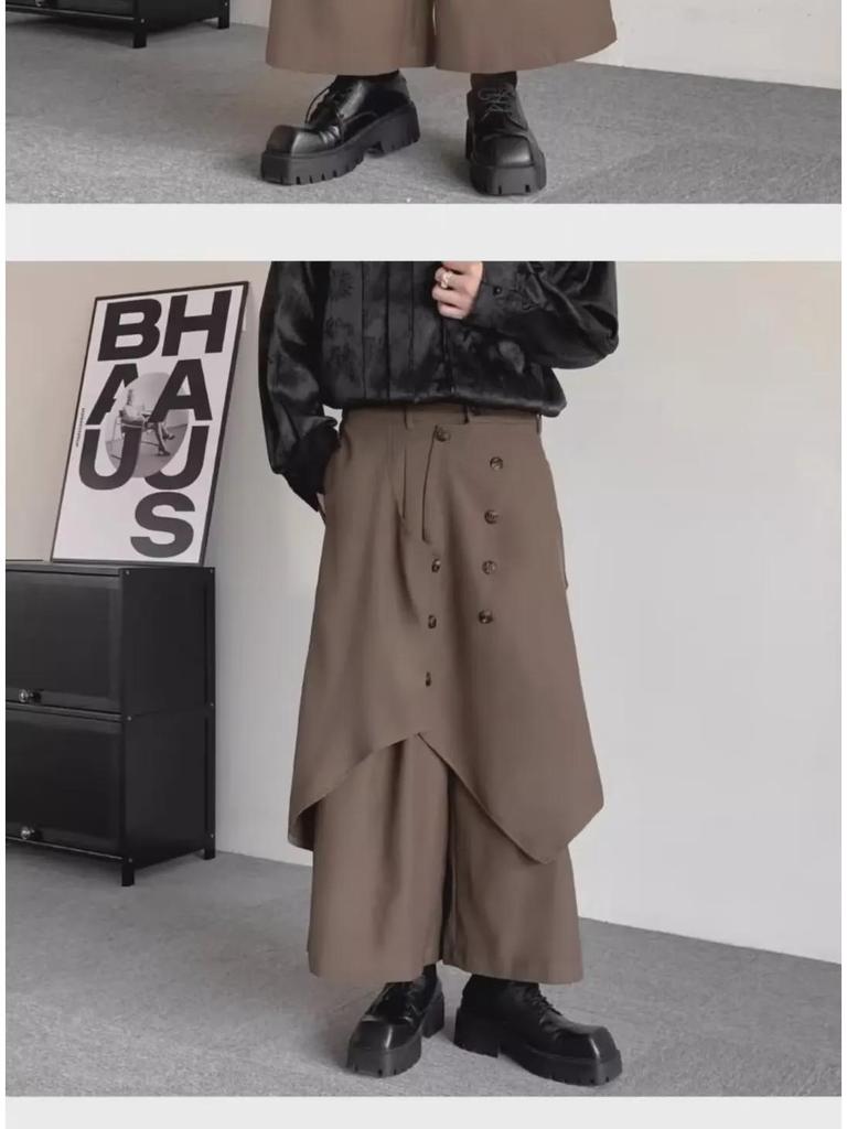 High-Grade Yamamoto-Style Irregular Buttoned Culottes for Men and Women