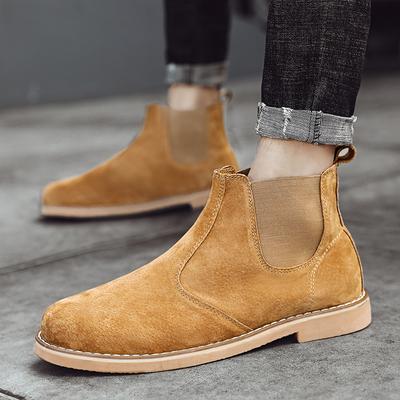 Warm im Herbst/Winter Retro Chelsea Boots Herren Marke Bequem Mode Leder Knöchel Herren Bequeme Wildleder Spitz Chelsea Boot