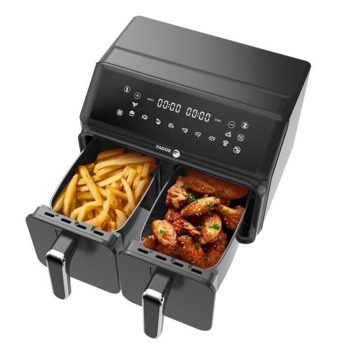 Friteuse sans huile - FAGOR - FG2X4L - 8L - 2200W - Doucle bac 4L - 10 programmes - Airfryer double cuisson