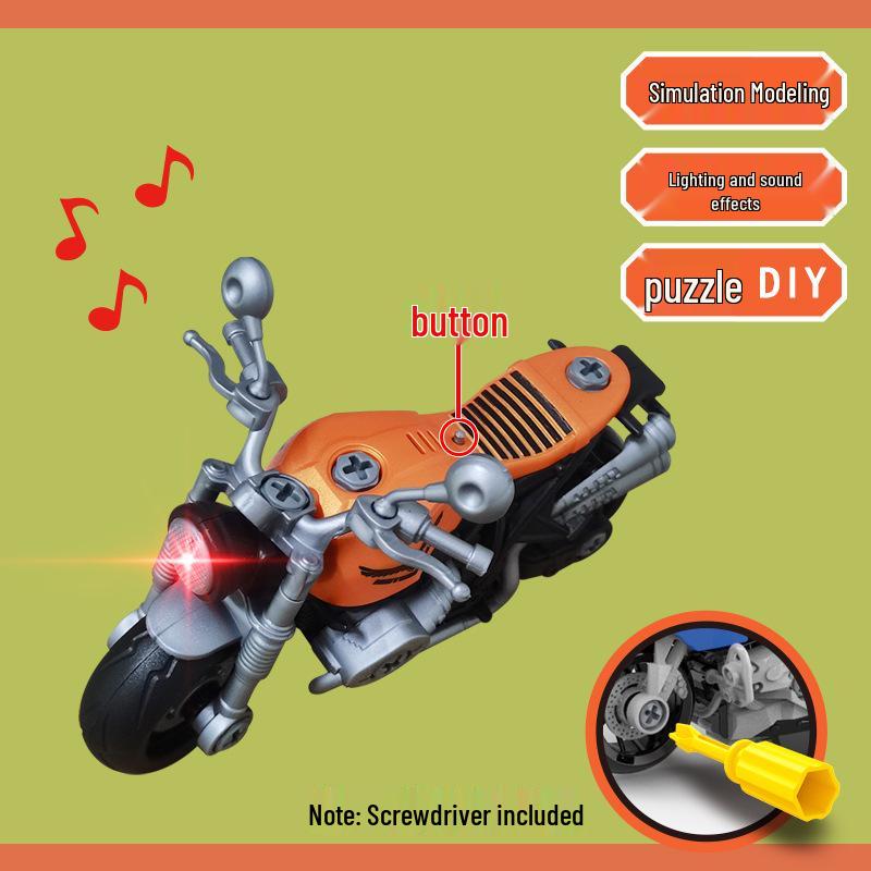 DIY Disassembly Motorcycle Toy with Lights & Sound - Educational Inertial-Forward for Kids