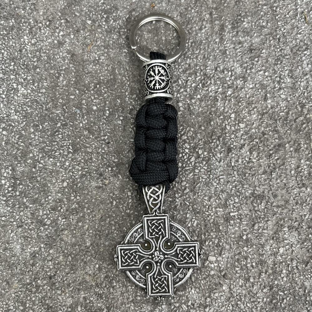 Nostalgia Norse Viking Irish Knot Cross Shield Druid Amulet Trinity Runes Beads Keychain Paracord Accessories