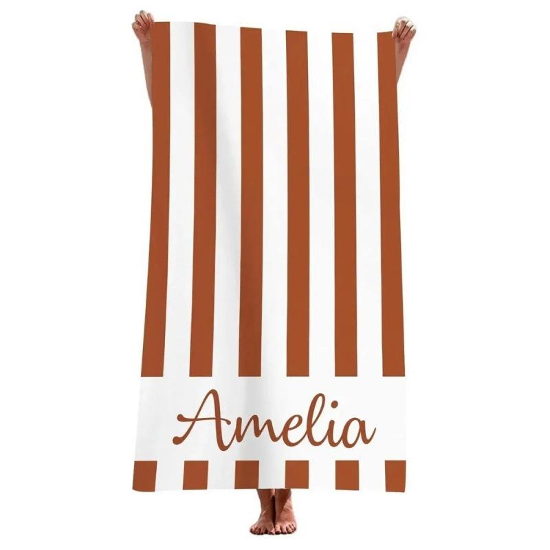 Name Beach Towel Navy Stripe Polyester Bath Towel Quick Dry Sandproof Large Blanket for Summer Vacation Seaside Gift Towel