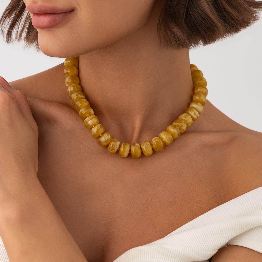 14 Colors Bohemian Colorful Acrylic Beads Choker Necklace for Women Fashion Resin Statement Necklaces Summer Beach Jewelry