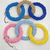 DIY Hamster Climbing Rope Toys Handcrafted Chew-Proof Bird Rope Swing Colorful Triple Ring Hanging Swing Cage Exercising