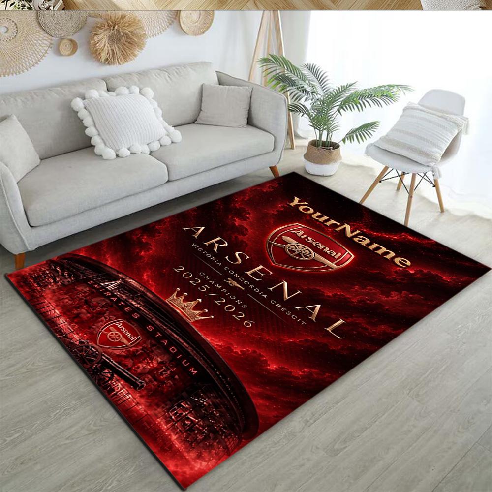Arsenal Customizable Name Area Rug Perfect for Kitchen Entryway Study room Bedrooms Anti-slip Rug Office home decor Gift for Festivals