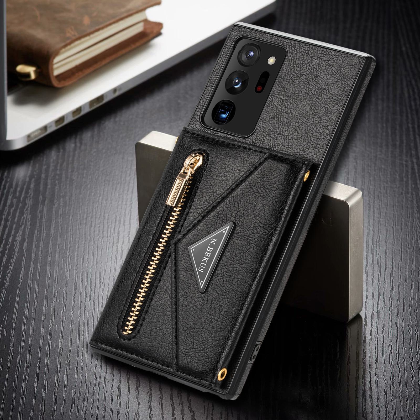 

Чехол-мессенджер для Samsung S21 FE и A53 с застежкой-молнией, отделениями для карт, кожаный чехол с поддержкой нескольких карт для Note20U и A72 — подходит для женщин. Samsung A12 5G чёрный