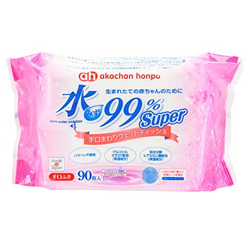 Akachan Honpo Baby Honpo 99% Water Super Wet Hand Wash, 90 Sheets X 12 Packs