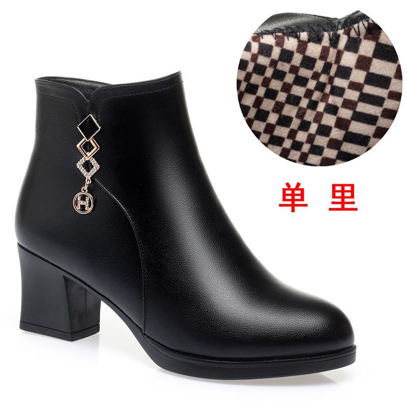 Women Platform Cotton Shoes Autumn Winter Velvet Thickened Luxury Solid Soft Leather Short Boots Warm High Heel Ankle Boots