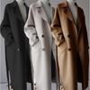 Cappotto Lungo da Donna a Doppio Petto in Misto Lana con Collo a Revers Lento Oversize Caldo Invernale Maxi Cappotto