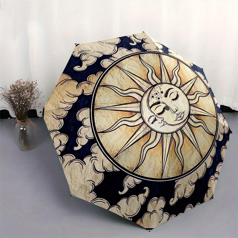 Sun, Moon Themed Eight Rib Automatic Folding Umbrella Is Suitable for Both Men and Women, Making It A Perfect Christmas and Valentine's Day
