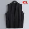 Linen Vest Men Summer Tank Top Plus Size 9XL Fashion Casual Solid Color Vests Male Big Size