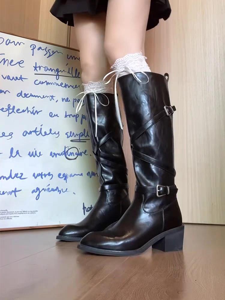 2025New High-heeled Women Boots Pointed Toe Long Boots for Women Sexy Punk Gothic Boots Paris European and American Female