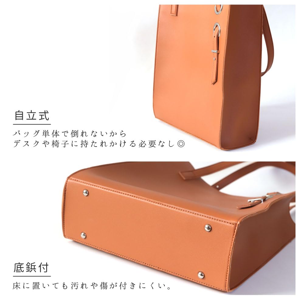 [ninon] Women's Large Tote Bag, A4 Size, Zippered, Large Capacity, 2-Way, Adjustable Strap, ShoulderVertical Style, Zippered, Commuting, Stylish,