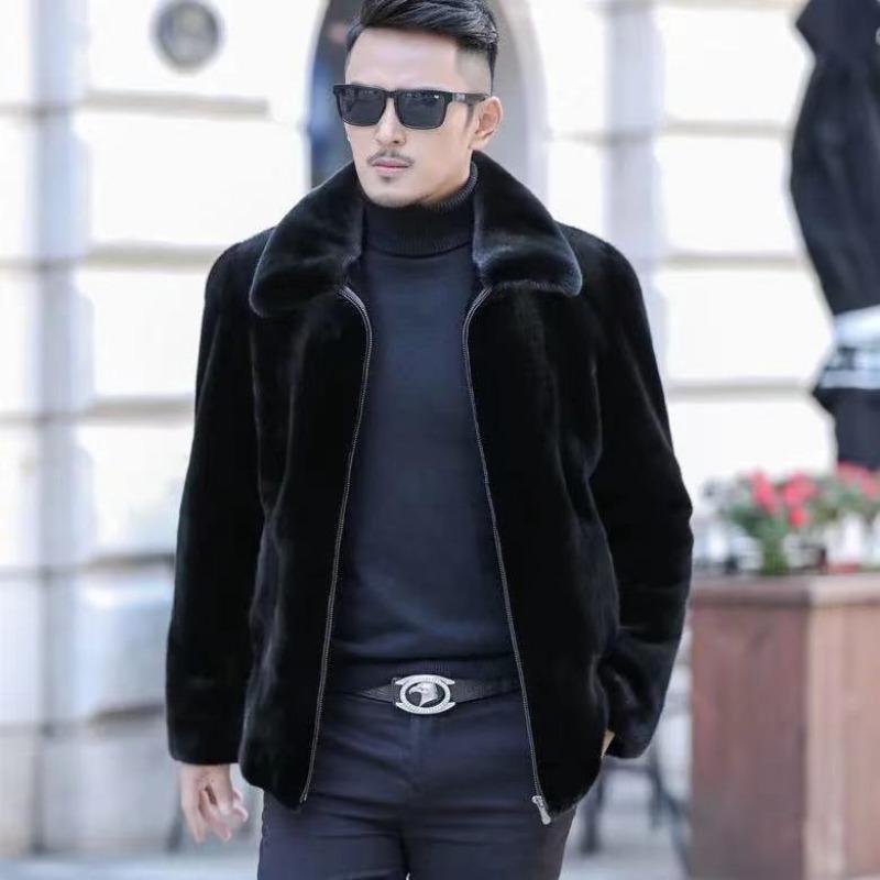 Winter Imitation Mink Imitation Mink Men's Clothing Imitation Mink Velvet Imitation Fur Jacket with Cotton Thickened Short Cotton Coat