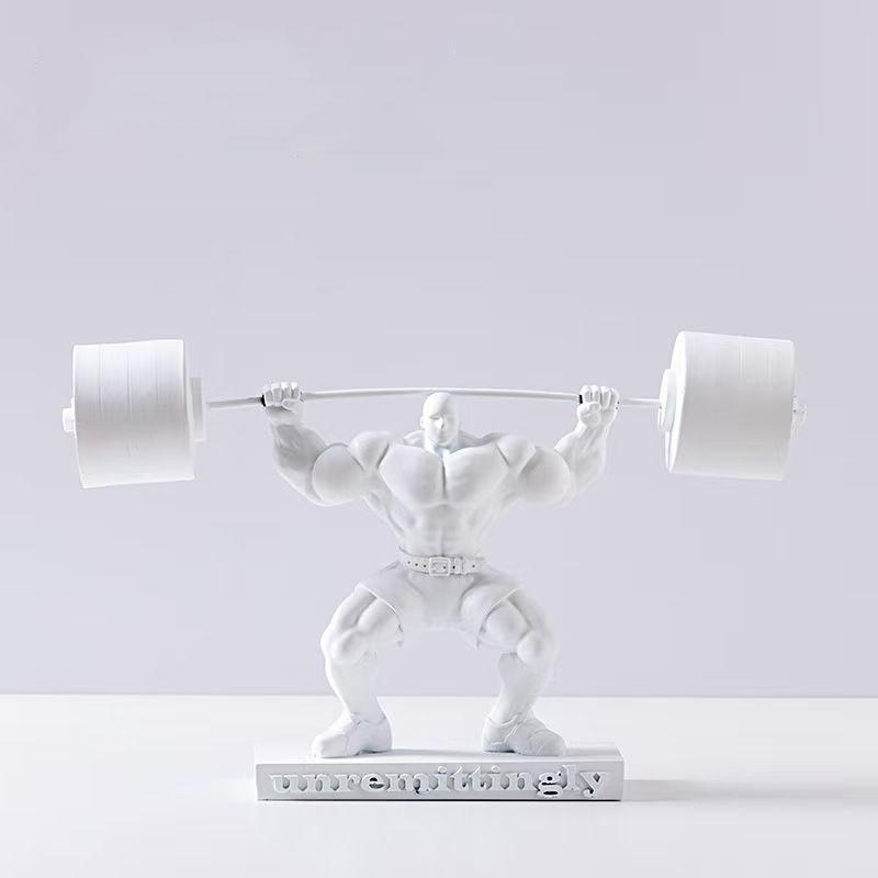 Muscle Man Weightlifting Bodybuilding Strongman Statue Resin Decoration Home Room Sculpture Ornaments Sports Gym Figurine Crafts