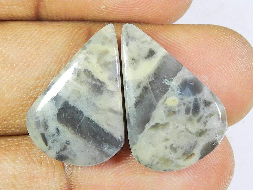 Natural Puff Jasper Matched Pair Pear Cabochon Loose Gemstone 15X22X04 MM SK-264
