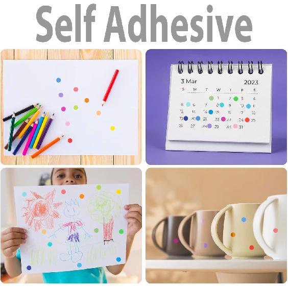 Round Colored Dot Stickers, 3000 Pieces, 1/2 Inch Circle Labels, 10 Colors, for Office Classroom Organization