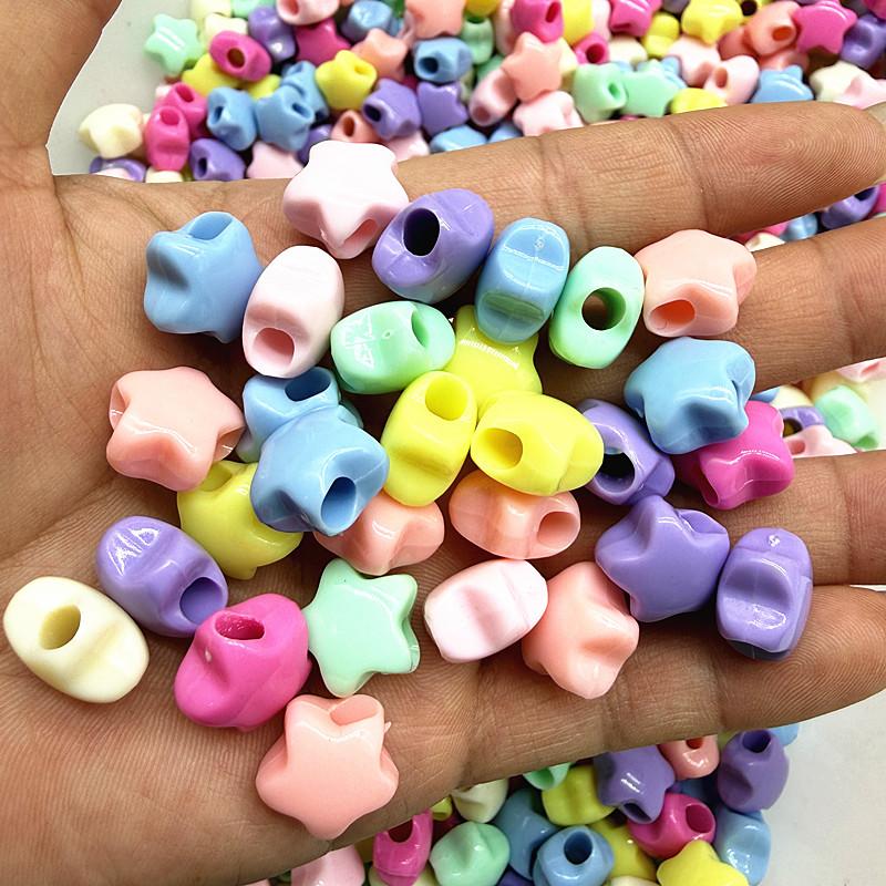 20pcs14X9mm Candies Colour Big Hole Five-Pointed Star Acrylic Loose Spacer Beads for Jewelry Making DIY Bracelet Accessories