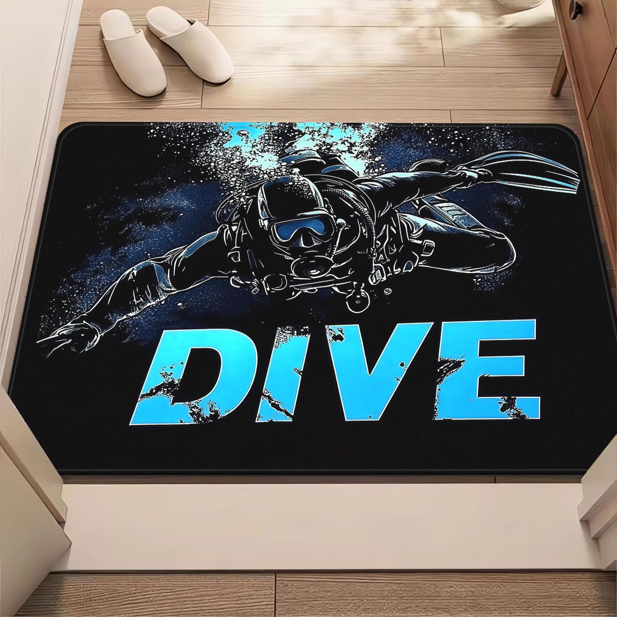 

1pc Dive Underwater Diver Doormat Non-Slip Absorbent Microfiber Rug for Bathroom Bedroom Living Room Entryway 40x60cm