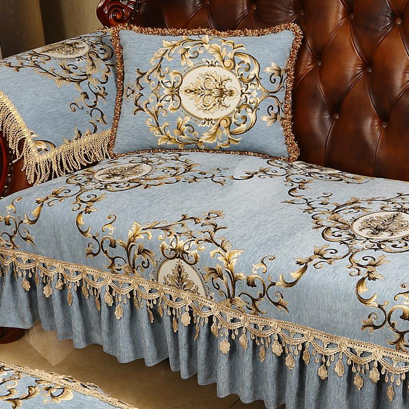 Sofabezug aus Chenille-Stoff, rutschfest, für Zuhause, Wohnzimmer, europäischer Sofabezug, Jacquard-Stickerei, Schonbezug, Couchschutz