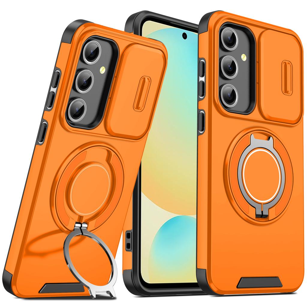 For Samsung A14 Case Galaxy A54 A13 4G 5G A04S Cover Magnetic Ring Armor Slide Camera Lens Case Magsafe Wireless Charge Cover