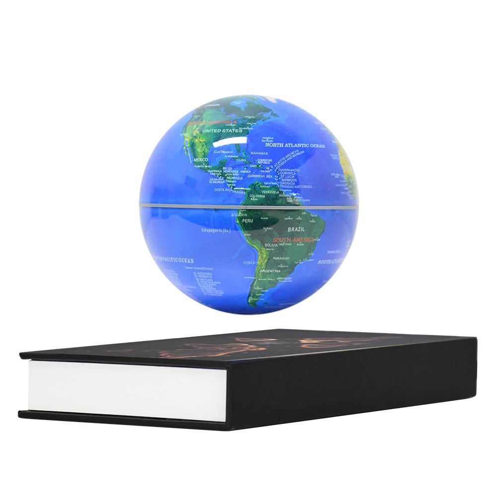6 Rotating Magnetic Levitating Globe - Luminous Office/Study Ornament English - EU Plug