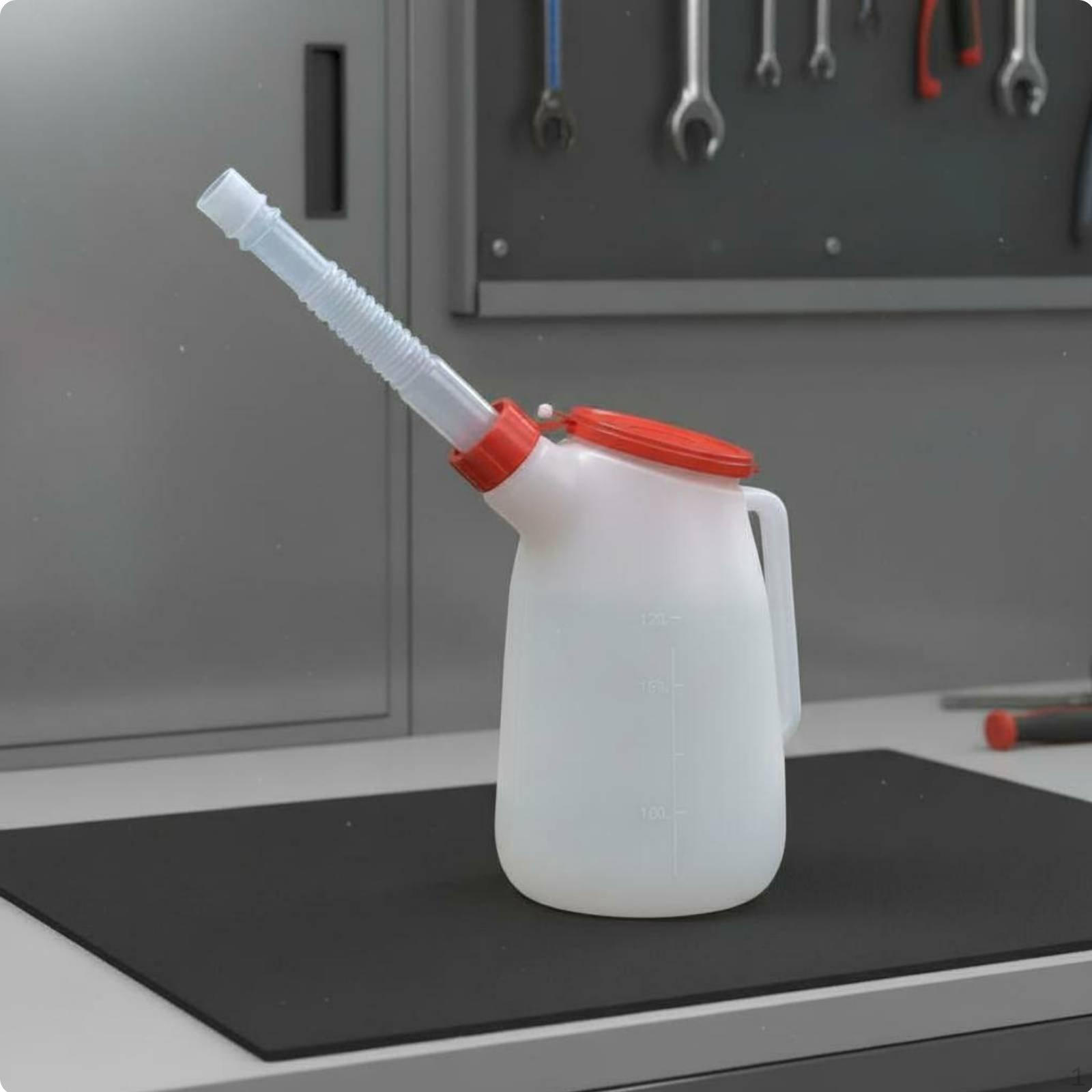 Oil Jug with Flexible Spout Clear Scale Markings Graduated LeakResistant