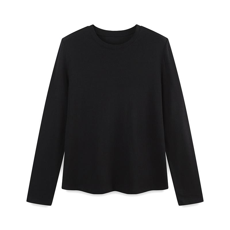 New Autumn/Winter Modal Wool Crew Neck Base Layer Top - White Long Sleeve Shirt