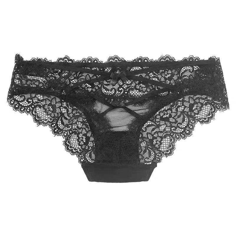 Cross Lift-up Sexy Bikini Panties Women Lace Briefs Bow Tie Underpants Low-rise Knicker Female Hallow Out Underwear