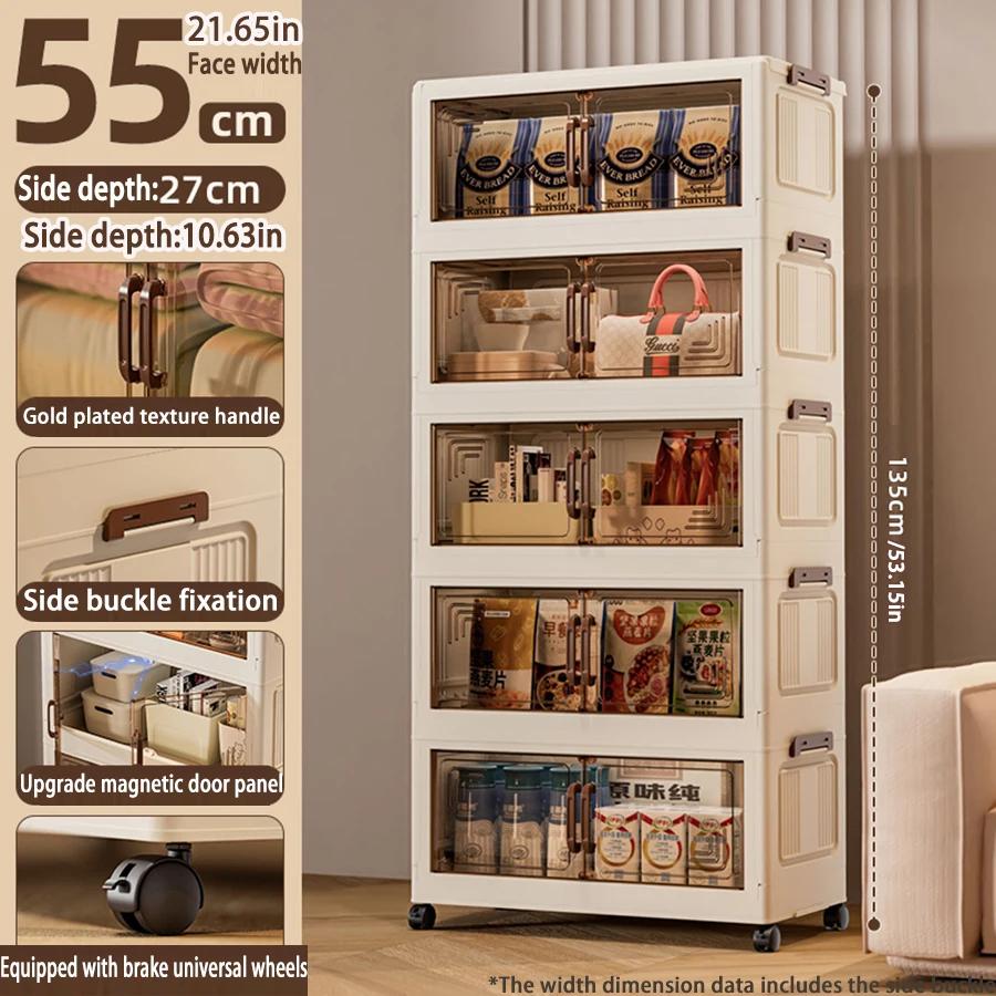 45/55/65cm Length Multifunction Folding Storage Cabinet Sundries Cabinet Large Capacity Dustproof Wardrobe Locker