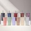 2025710Ml Stainless Steel Straw Cup Female Ceramic Liner Milk Tea Cup Non-Slip Portable Straw Thermos Cup