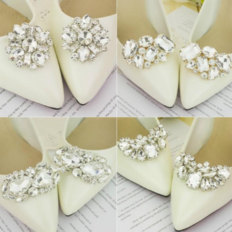 1Pair Lady Flower Shoe Buckle Strass Crystal Decorations Clips Shoe Charms Accessories