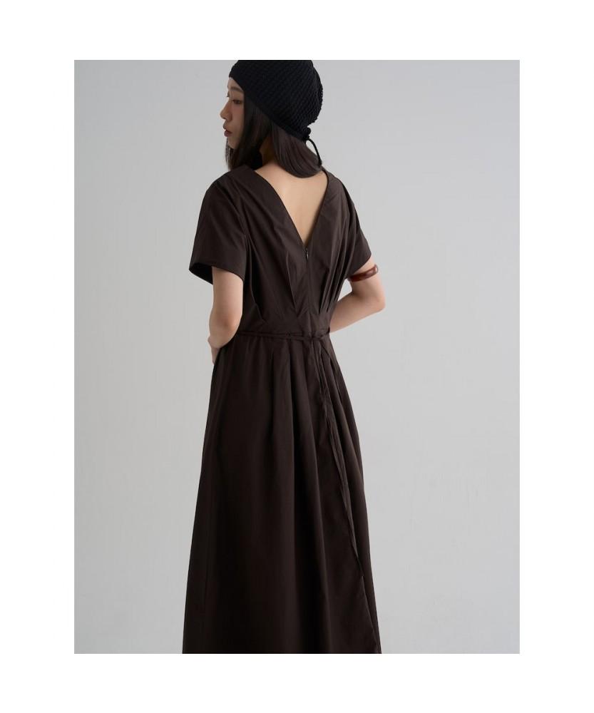 8SECONDS Cotton Short Sleeve Long Dress Brown