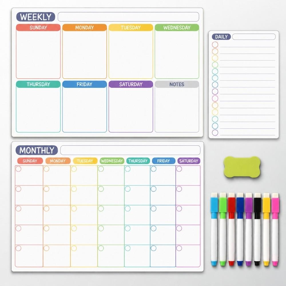 Resin Whiteboard Monthly Weekly Daily Fridge Calendar Daily Dry Erase Calendar Organizer