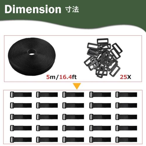 Azarxis Magic Cable Ties, 20mm and 25mm, with Buckles, for Cargo Ties, Fastening Straps, Velcro, Strong, Cuttable, Reusable, for Wire Organization, Pa