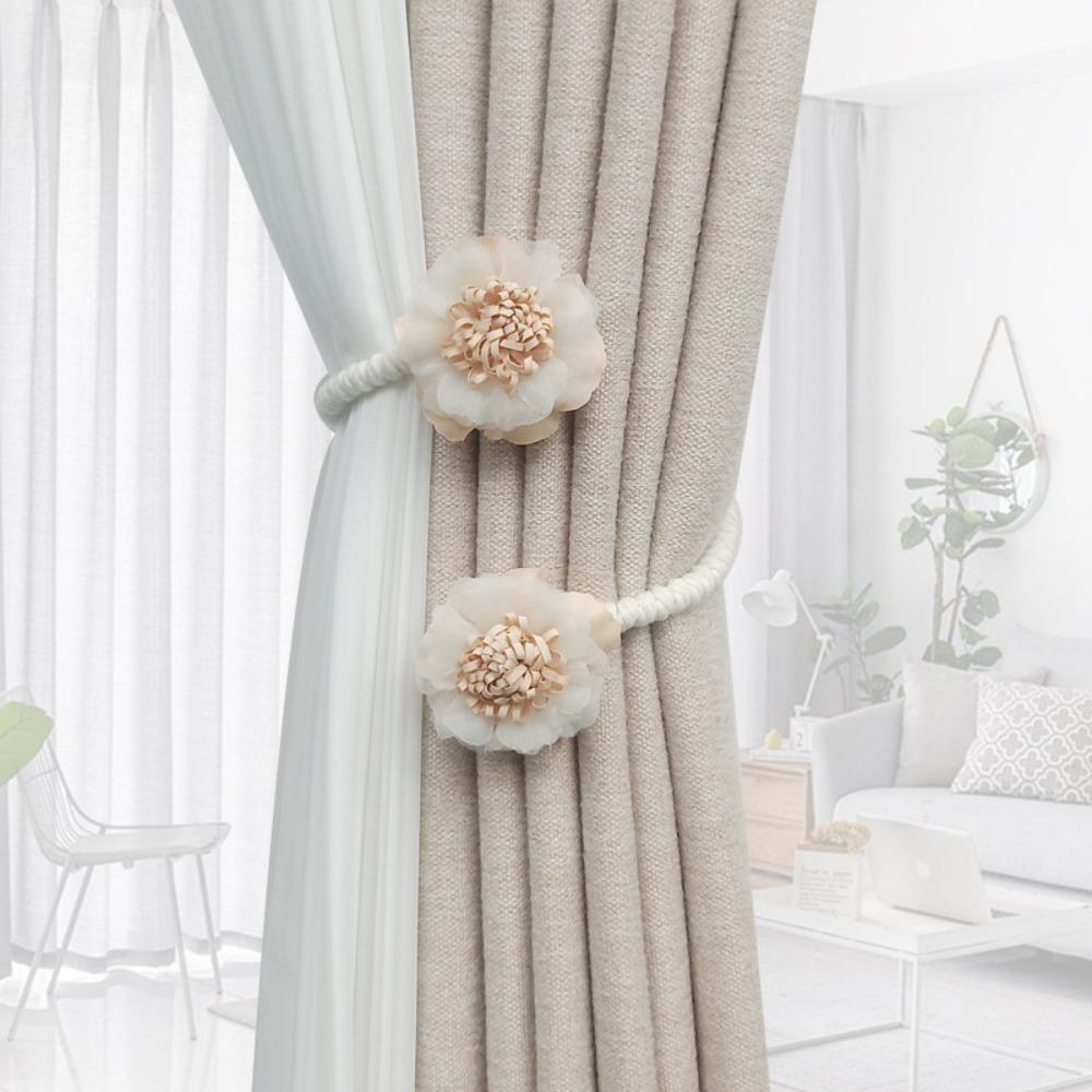 

2 шт. Завязки для штор с закручиванием без пробивания, 3D цветок, подхваты для штор, уникальные зажимы для фиксации штор, дом бежевый