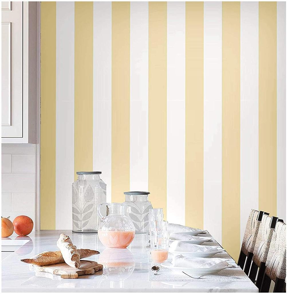 Modern White Blue Stripes Peel and Stick Wallpaper Yellow/Pink Vinyl Geometric Self Adhesive Wall Paper Removable Contact Paper